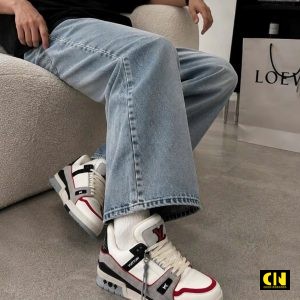 Giay Sneaker Nam Nu Louis Vuitton Lv Trainer Trang Den Phoi Vien Do Giày Sneaker Nam Nữ Louis Vuitton LV Trainer Trắng Đen Phối Viền Đỏ