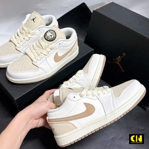 Giay Sneaker Nike Air Jordan 1 Low Dongdan Trang Kem Giày Sneaker Nike Air Jordan 1 Low Dongdan Trắng Kem