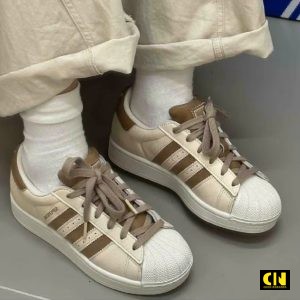 Giay Sneaker Nu Adidas Superstar Phoi Mau Nau Latte Giày Sneaker Nữ Adidas Superstar Phối Màu Nâu Latte