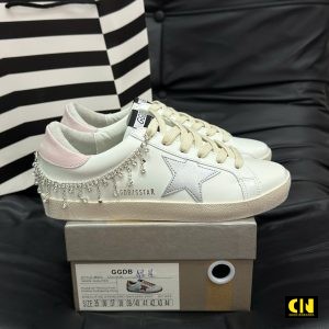 Giay Sneaker Nu Golden Goose Superstar Ban Dinh Day Da Giày Sneaker Nữ Golden Goose Superstar Bản Đính Dây Đá