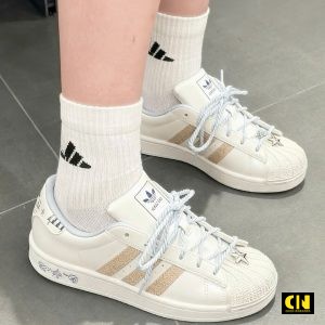 Giay So Superstar Ii Pearl White Cream Blue Giày Sò Superstar II Pearl White Cream Blue