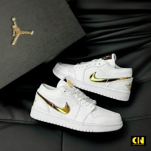 Giay The Thao Nike Air Jordan 1 Low White Metallic Gold Giày Thể Thao Nike Air Jordan 1 Low White Metallic Gold