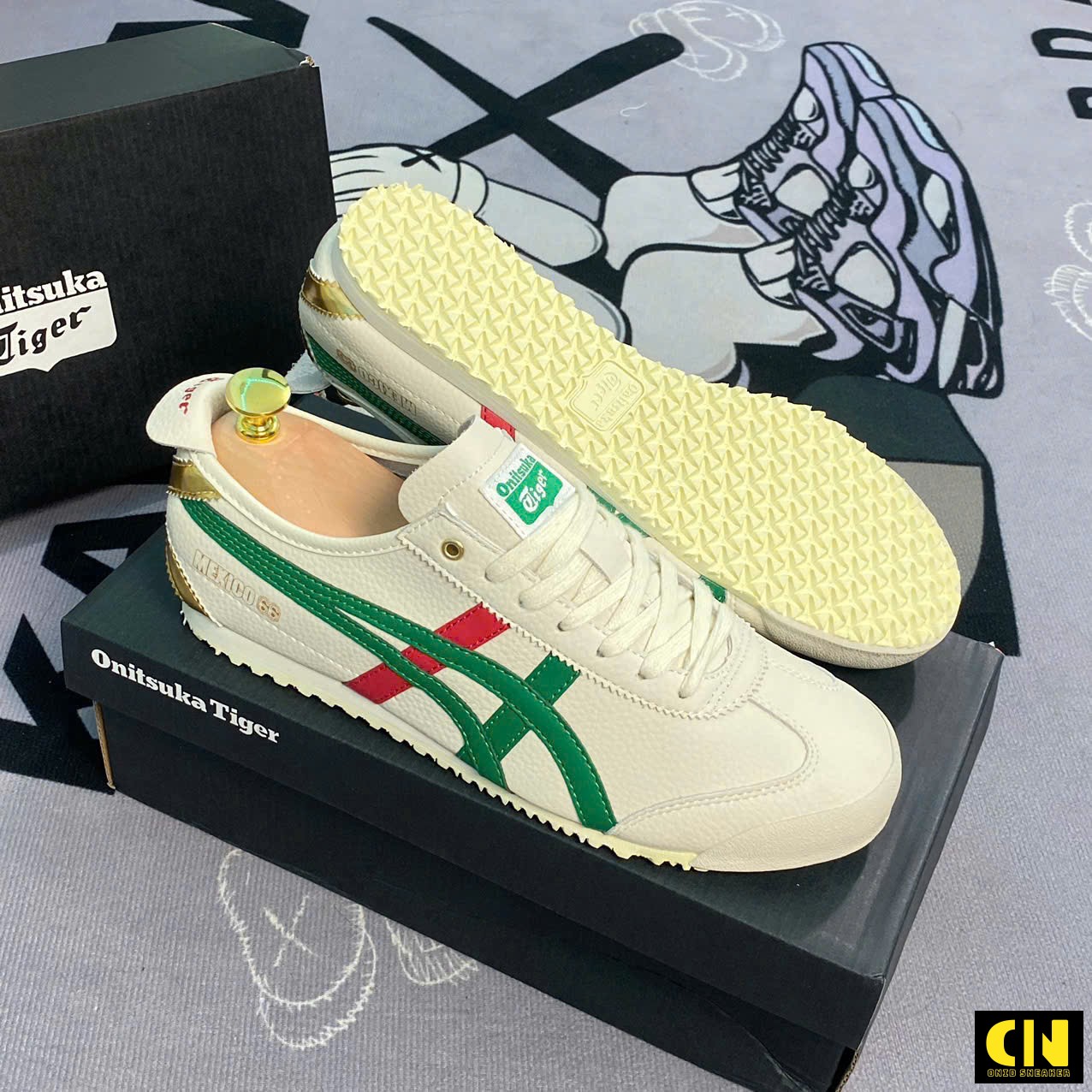 Giày Thời Trang Onitsuka Tiger Mexico 66 Birch Kale Điểm Gót Ánh Kim Giày Thời Trang Onitsuka Tiger Mexico 66 Birch Kale Điểm Gót Ánh Kim