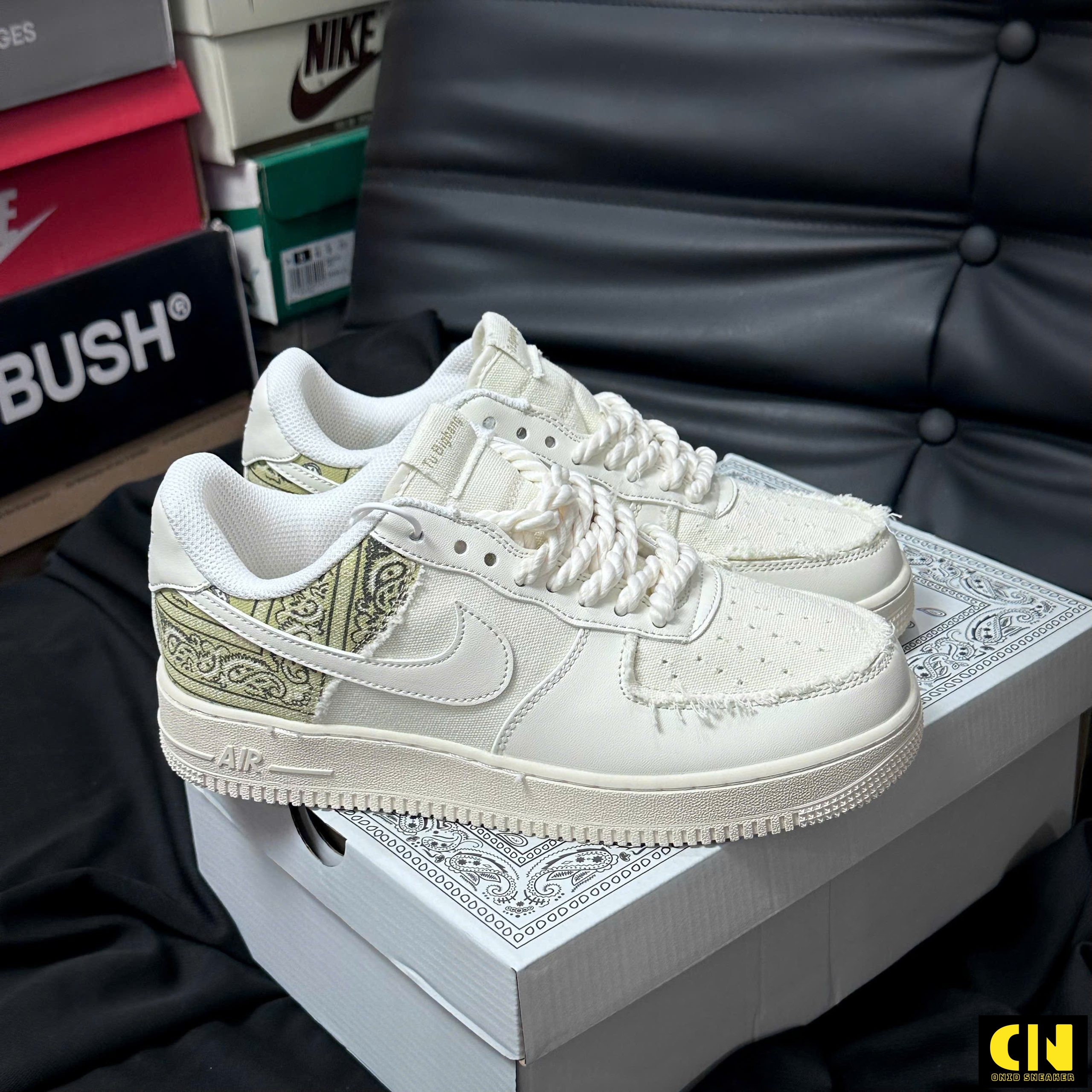 Giày Af1 Bigbang Chunky Lace Bandana Cream White Giày AF1 Bigbang Chunky Lace Bandana Cream White