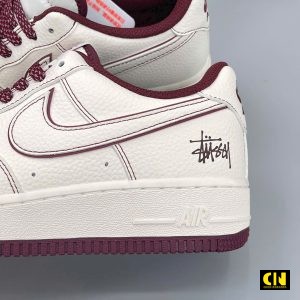 Giay Af1 Stussy White Burgundy Trang Do Giày AF1 Stussy White Burgundy Trắng Đỏ