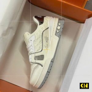 Giay Co Thap Louis Vuitton Lv Trainer 54 White And Gray Giày Cổ Thấp Louis Vuitton LV Trainer 54 White And Gray