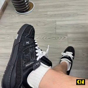 Giay Louis Vuitton Lv Trainer Denim Den Giày Louis Vuitton LV Trainer Denim Đen