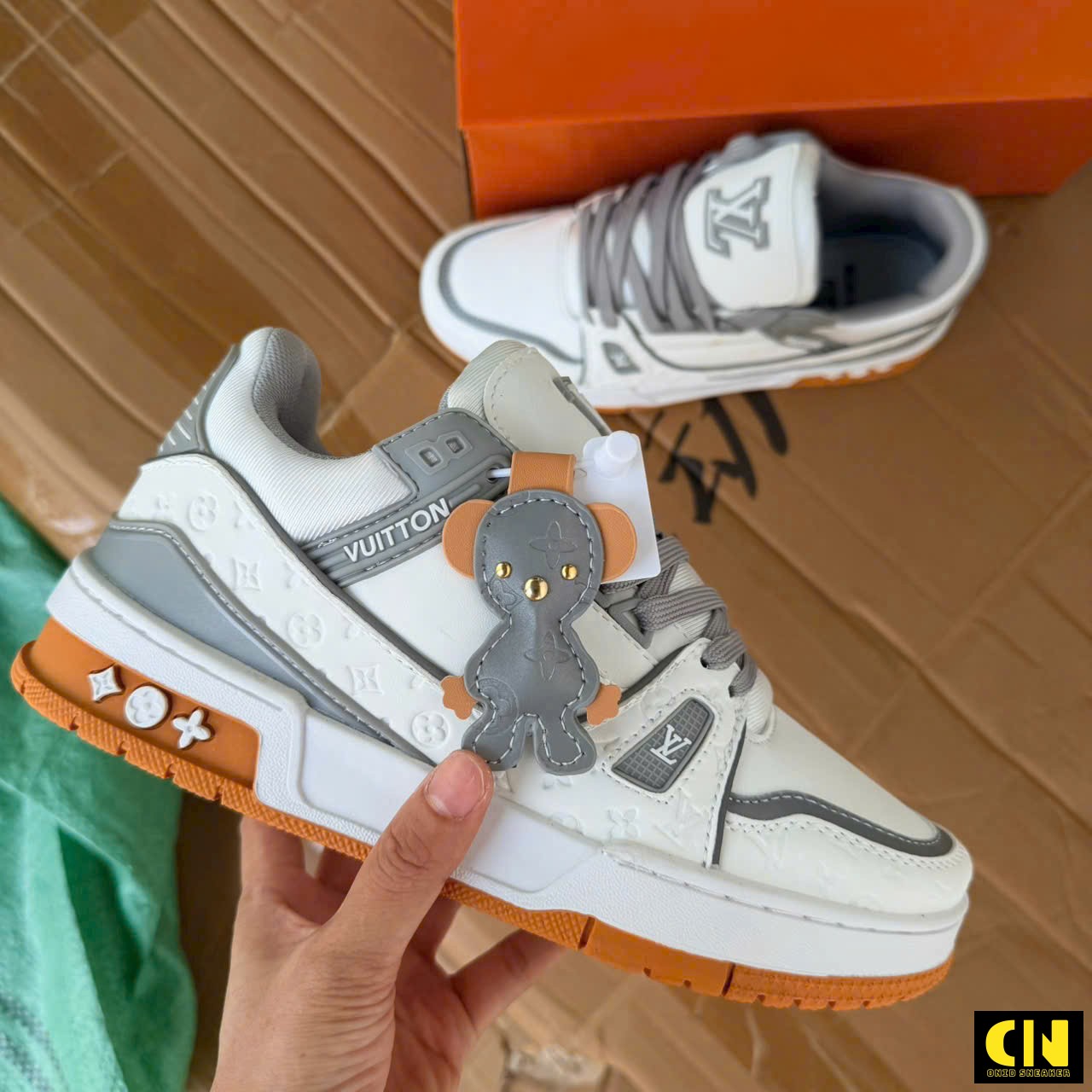 Giày Louis Vuitton Lv Trainer White Grey Orange Giày Louis Vuitton LV Trainer White Grey Orange