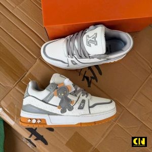 Giay Louis Vuitton Lv Trainer Xam Trang Cam Giày Louis Vuitton LV Trainer Xám Trắng Cam