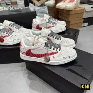 Giay Nike Air Jordan 1 Low Travis Scott X Gucci 2026 Red White Giày Nike Air Jordan 1 Low Travis Scott x Gucci 2026 Red White