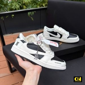 Giày Nike Air Jordan 1 Low x Travis Scott x Burberry Milk Black White