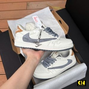 Giay Nike Jordan 1 Low Travis Scott Lv White Grey Fullbox Giày Nike Jordan 1 Low Travis Scott LV White Grey Fullbox