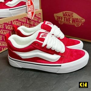 Giay Sneaker Nam Nu Vans Knu Skool Mau Do Trang Giày Sneaker Nam Nữ Vans Knu Skool Màu Đỏ Trắng