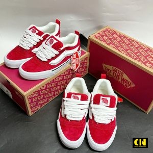 Giay Sneaker Vans Knu Skool Vibrant Red White Fullbox Giày Sneaker Vans Knu Skool Vibrant Red White Fullbox