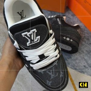 Giay The Thao Nam Nu Louis Vuitton Lv Trainer Vai Denim Den Giày Thể Thao Nam Nữ Louis Vuitton LV Trainer Vải Denim Đen