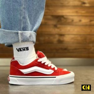 Giay Thoi Trang Vans Knu Skool Do Phoi Soc Da Trang Giày Thời Trang Vans Knu Skool Đỏ Phối Sọc Da Trắng