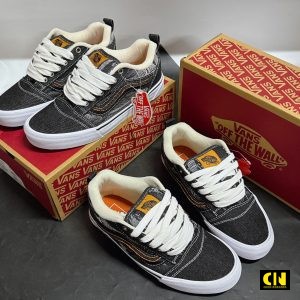 Giay Vans Classics Knu Skool White Black Grey Fullbox Giày Vans Classics Knu Skool White Black Grey Fullbox