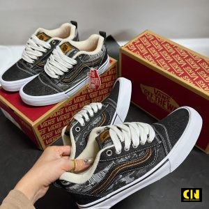 Giay Vans Knu Skool Denim Black White Grey Giày Vans Knu Skool Denim Black White Grey
