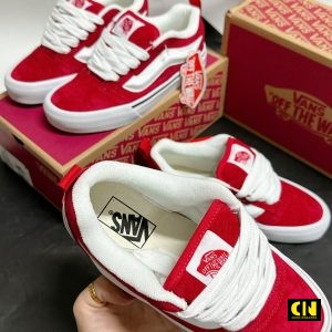 Giay Vans Knu Skool Luoi Ga Beo Day Ban To Mau Do Giày Vans Knu Skool Lưỡi Gà Béo Dây Bản To Màu Đỏ