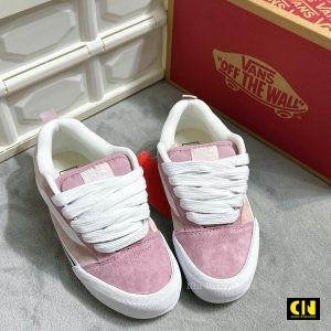 Giay Vans Knu Skool Pink White Da Lon Giày Vans Knu Skool Pink White Da Lộn