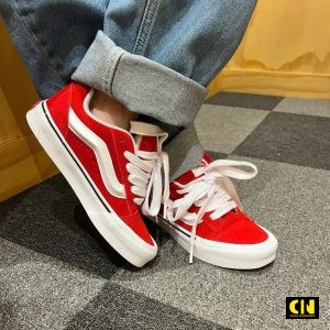 Giay Vans Knu Skool Vibrant Red White Do Trang Giày Vans Knu Skool Vibrant Red White Đỏ Trắng